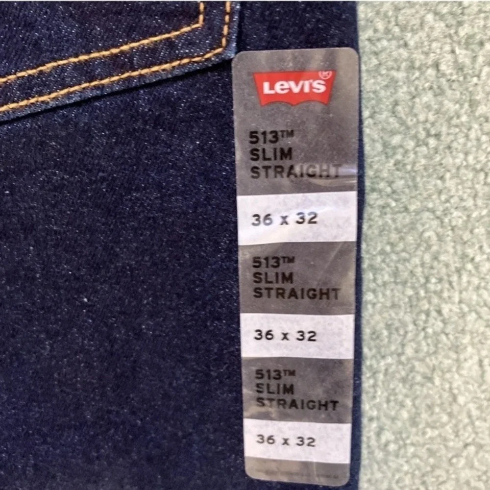 Levi's 513 Slim Straight Men's Jeans 36x32 Dark Blue Denim Cowboy NWT